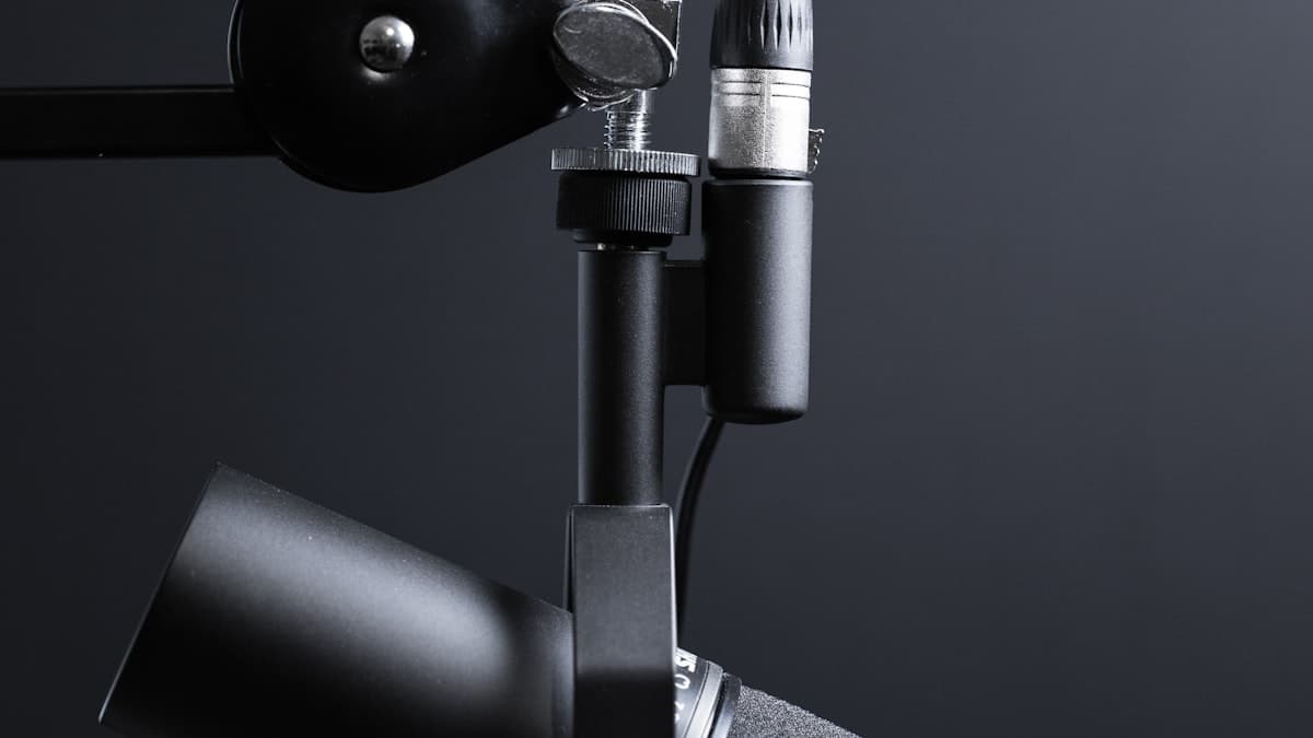 Microphone and laptop set up to record screen with audio